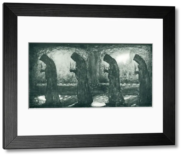 Framed Print : Four Hooded Figures Framed Print : Four Hooded Figures