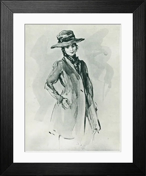 Framed Print : The Gipsy. A portrait painting of a Gypsy woman, wearing a coat and hat. Date: circa 1915 Framed Print : The Gipsy. A portrait painting of a Gypsy woman, wearing a coat and hat. Date: circa 1915
