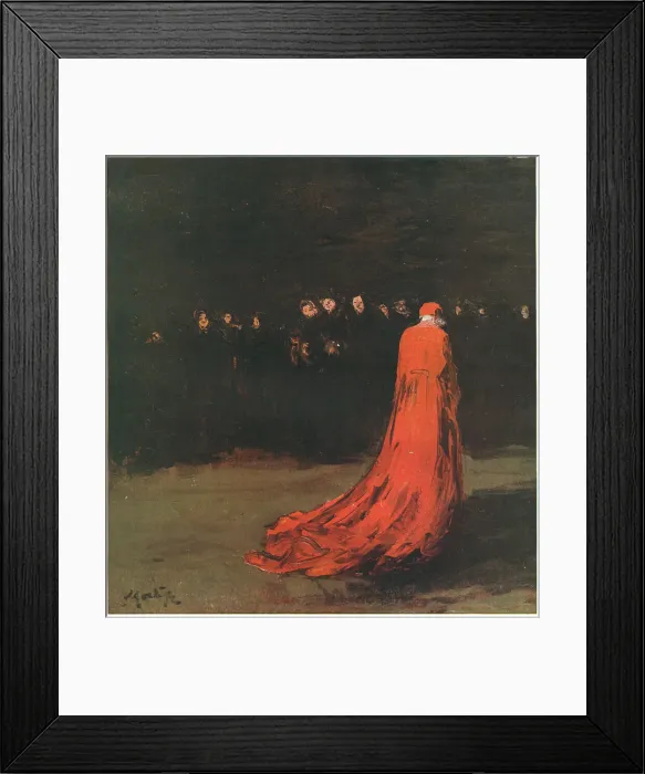 Framed Print : Isolation. A painting of a figure wearing a long, trailing red robe Framed Print : Isolation. A painting of a figure wearing a long, trailing red robe
