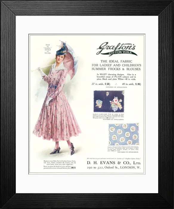 Framed Print : Grafton's Cotton Voile Advertisement Framed Print : Grafton's Cotton Voile Advertisement