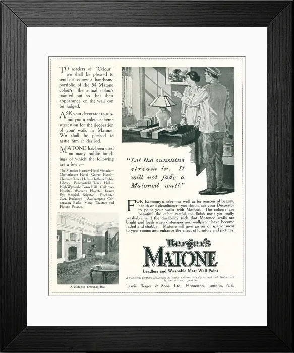 Framed Print : Berger's Matone Advertisement Framed Print : Berger's Matone Advertisement