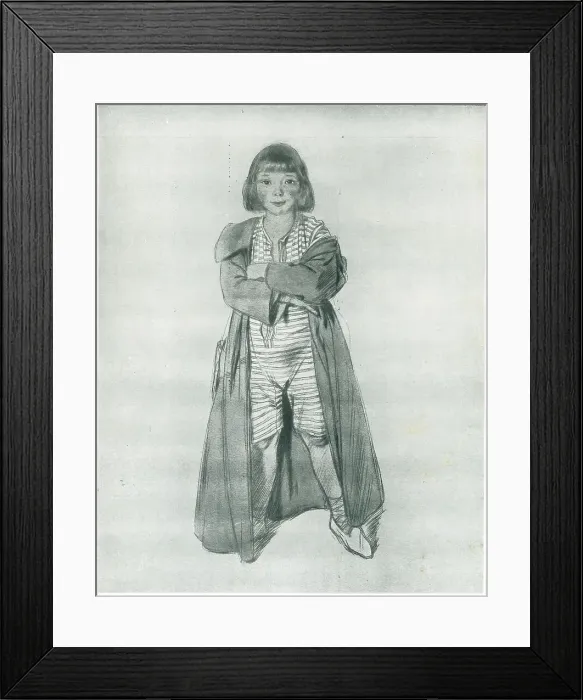Framed Print : Kit. A portrait illustration showing a young girl named Kit Framed Print : Kit. A portrait illustration showing a young girl named Kit