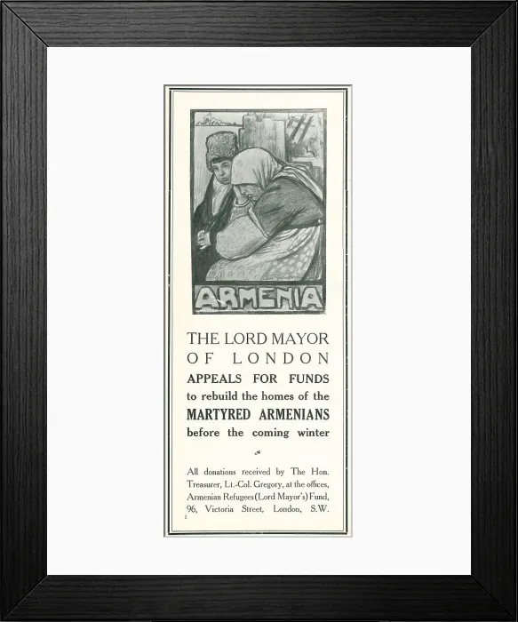 Framed Print : Armenian Refugee Advertisement Framed Print : Armenian Refugee Advertisement