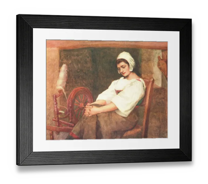 Framed Print : Girl and Spinning Wheel Framed Print : Girl and Spinning Wheel