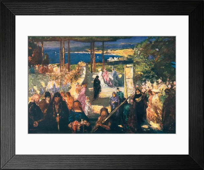 Framed Print : The Bay. This painting depicts an ongoing religious ceremony occurring on a bright Framed Print : The Bay. This painting depicts an ongoing religious ceremony occurring on a bright
