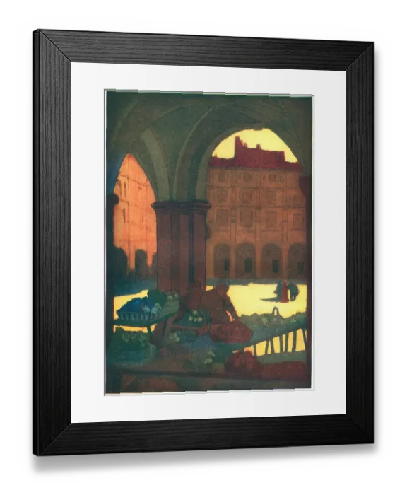 Framed Print : Montauban. A painting of a fruit and vegetable stall within a market square at Montauban Framed Print : Montauban. A painting of a fruit and vegetable stall within a market square at Montauban