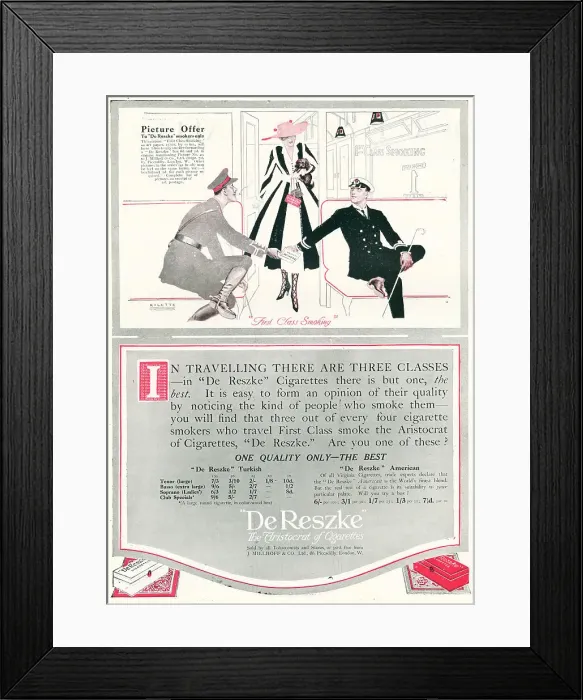 Framed Print : De Reszke Advertisement First Class Smoking Framed Print : De Reszke Advertisement First Class Smoking