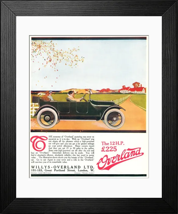 Framed Print : Willys Overland Advertisement Framed Print : Willys Overland Advertisement