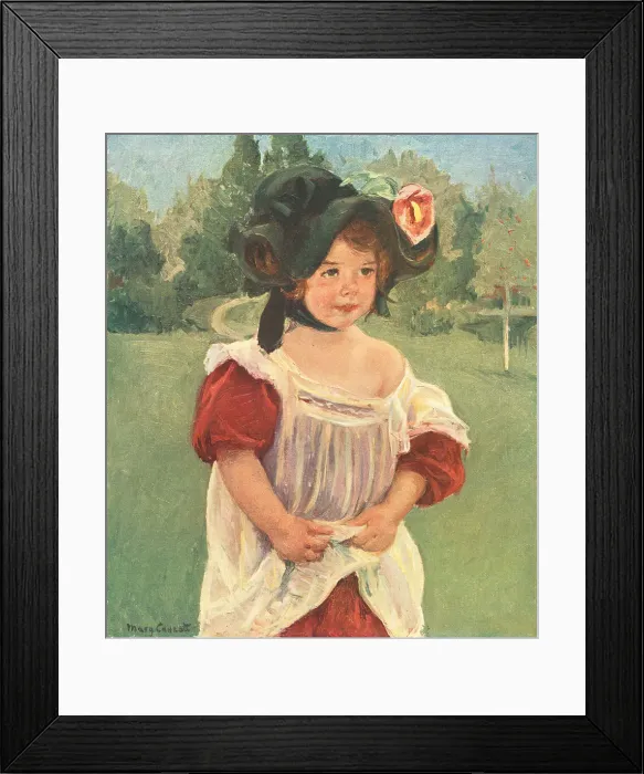 Framed Print : Printemps. A portrait painting of a young girl, clutching her white over dress Framed Print : Printemps. A portrait painting of a young girl, clutching her white over dress