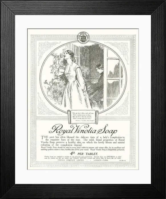 Framed Print : Vinolia Soap Advertisement Framed Print : Vinolia Soap Advertisement