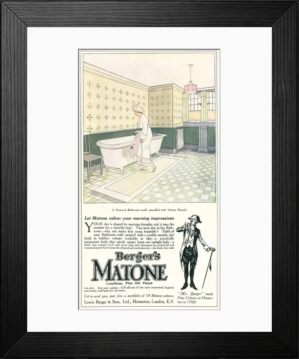 Framed Print : Berger's Matone Advertisement Framed Print : Berger's Matone Advertisement