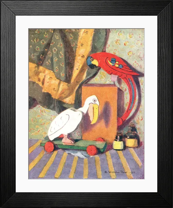 Framed Print : Toys. A painting which depicts the placement of some toys Framed Print : Toys. A painting which depicts the placement of some toys