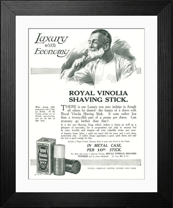 Framed Print : Vinolia Advertisement Framed Print : Vinolia Advertisement