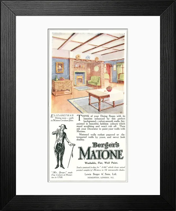 Framed Print : Berger's Matone Advertisement Framed Print : Berger's Matone Advertisement
