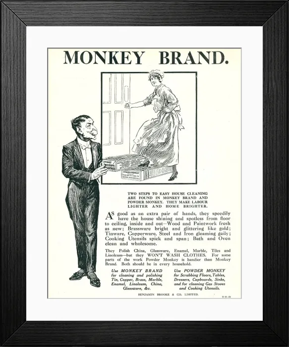 Framed Print : Monkey Brand Advertisement Framed Print : Monkey Brand Advertisement