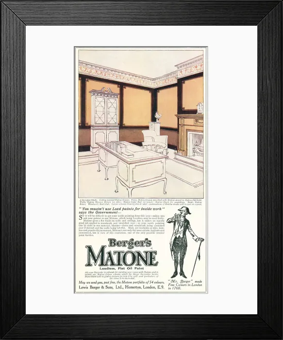 Framed Print : Berger's Matone Advertisement Framed Print : Berger's Matone Advertisement