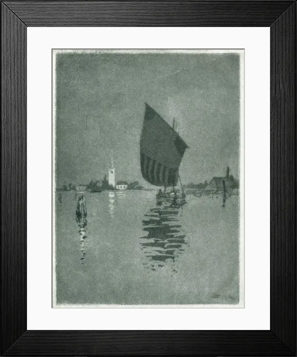 Framed Print : Sail Boat. An artwork showing a sailboat on the water Framed Print : Sail Boat. An artwork showing a sailboat on the water
