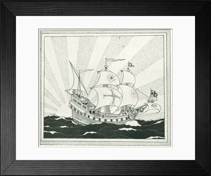 Framed Print : Galleon. An illustration of a large, imposing galleon ship Framed Print : Galleon. An illustration of a large, imposing galleon ship