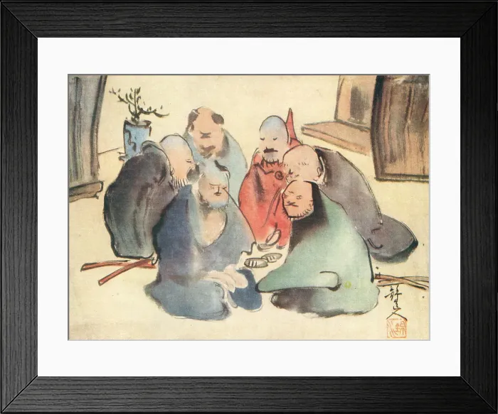 Framed Print : Mangwa. A group portrait painting of a private council consisting of six Framed Print : Mangwa. A group portrait painting of a private council consisting of six