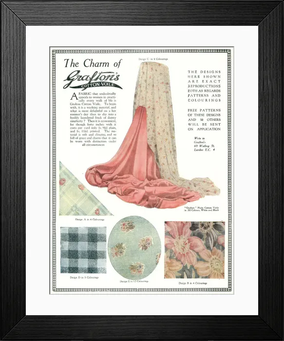 Framed Print : Grafton's Cotton Voile Advertisement Framed Print : Grafton's Cotton Voile Advertisement
