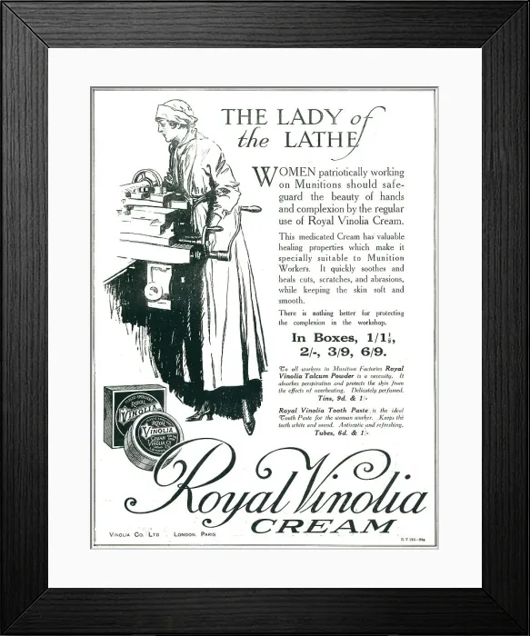 Framed Print : Vinolia Advertisement Lady Of The lathe Framed Print : Vinolia Advertisement Lady Of The lathe
