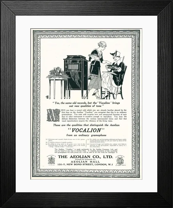 Framed Print : Aeolian Vocalion Advertisement Framed Print : Aeolian Vocalion Advertisement