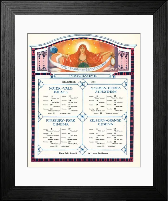 Framed Print : Cinema Programme Framed Print : Cinema Programme