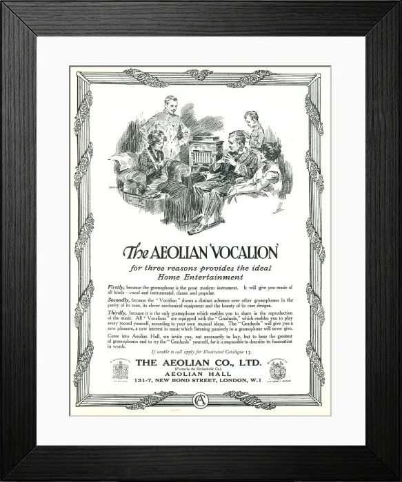 Framed Print : Aeolian Vocalion Advertisement Framed Print : Aeolian Vocalion Advertisement