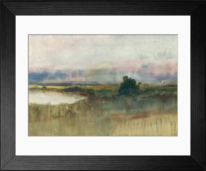 Framed Print : Landscape. A landscape watercolour painting, giving a misty atmosphere Framed Print : Landscape. A landscape watercolour painting, giving a misty atmosphere