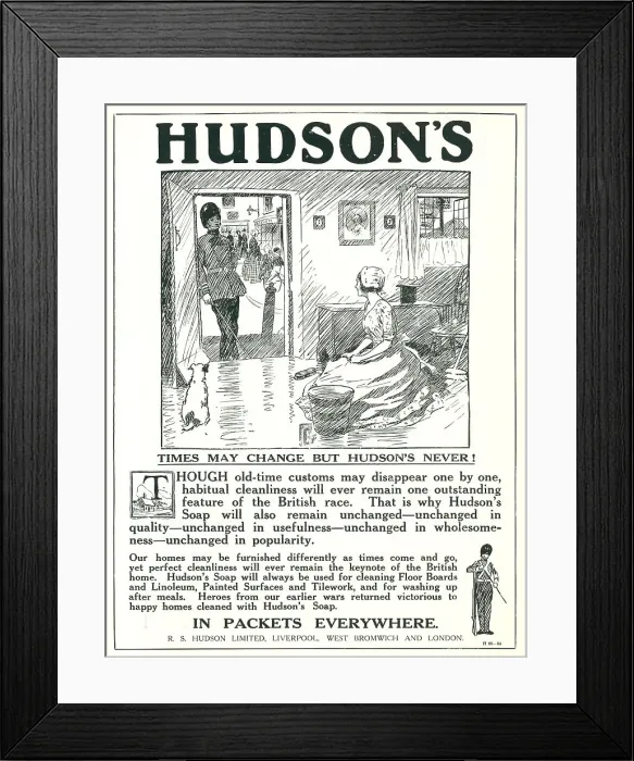 Framed Print : Hudson's Soap Advertisement Framed Print : Hudson's Soap Advertisement