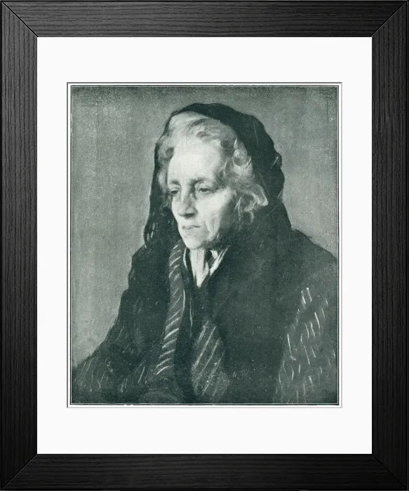 Framed Print : A Refugee. A portrait painting of an older woman who is a refugee Framed Print : A Refugee. A portrait painting of an older woman who is a refugee
