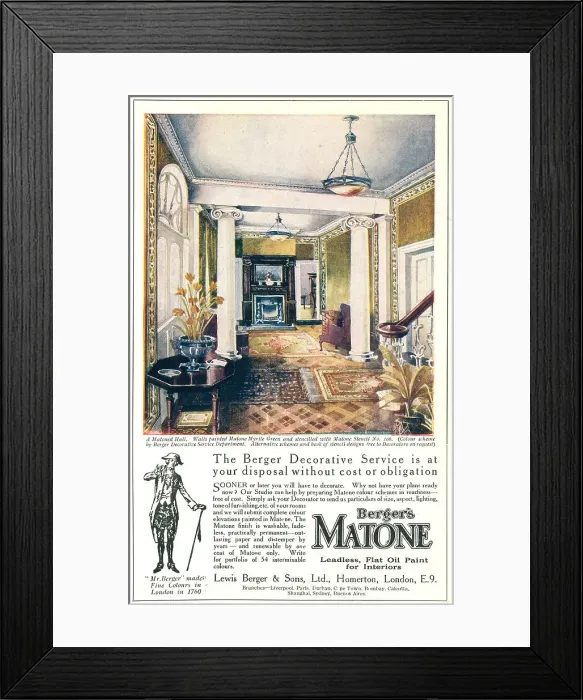 Framed Print : Berger's Matone Advertisement Framed Print : Berger's Matone Advertisement