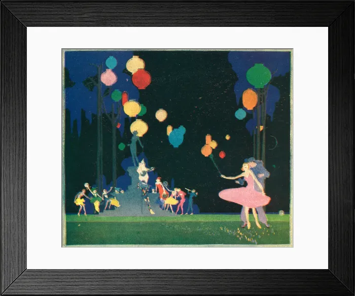 Framed Print : Fantasia. A colourful tempera painting depicting a jolly festival of clowns Framed Print : Fantasia. A colourful tempera painting depicting a jolly festival of clowns