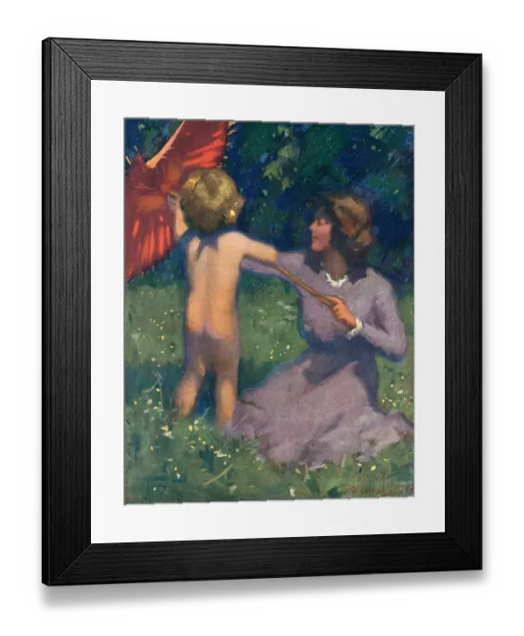 Framed Print : Red Parasol Child Framed Print : Red Parasol Child