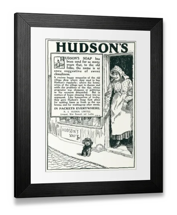 Framed Print : Hudson's Soap Advertisement Framed Print : Hudson's Soap Advertisement
