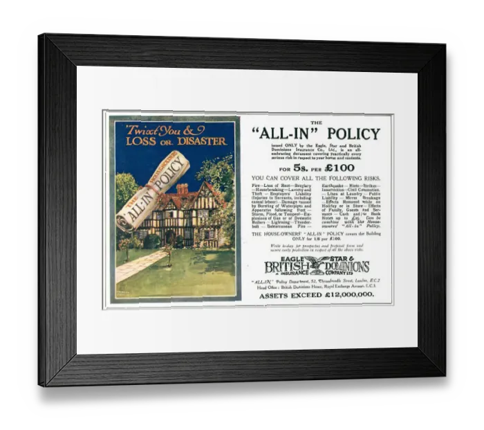 Framed Print : Eagle Star British Dominions Insurance Advert Framed Print : Eagle Star British Dominions Insurance Advert