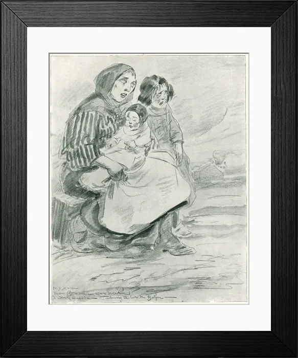 Framed Print : Belgian Woman And Children in Flight Framed Print : Belgian Woman And Children in Flight