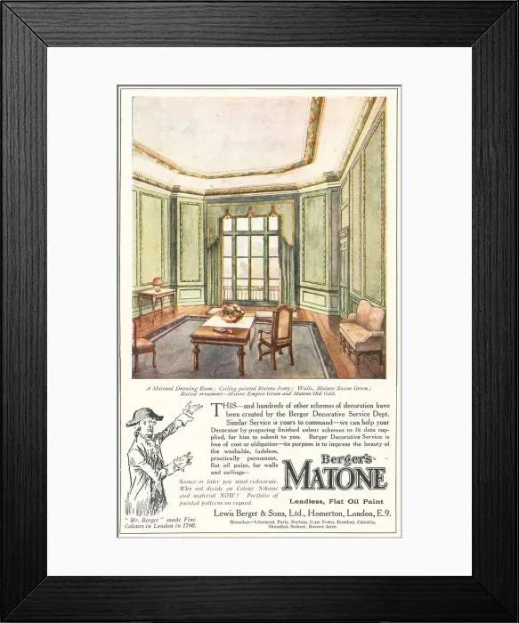 Framed Print : Berger's Matone Advertisement Framed Print : Berger's Matone Advertisement