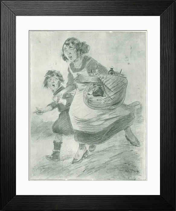 Framed Print : Belgian Woman And Child In Flight Framed Print : Belgian Woman And Child In Flight
