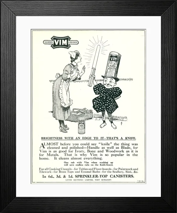 Framed Print : Lever Brothers Advertisement Vim Framed Print : Lever Brothers Advertisement Vim