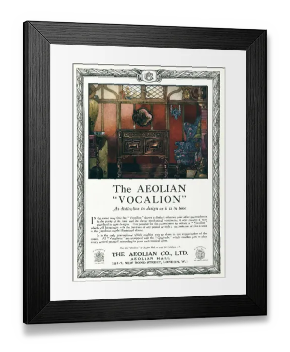 Framed Print : The Aeolian Vocalion Advertisement Framed Print : The Aeolian Vocalion Advertisement