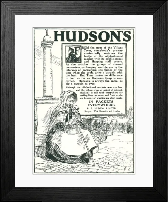 Framed Print : Hudson's Soap Advertisement Framed Print : Hudson's Soap Advertisement