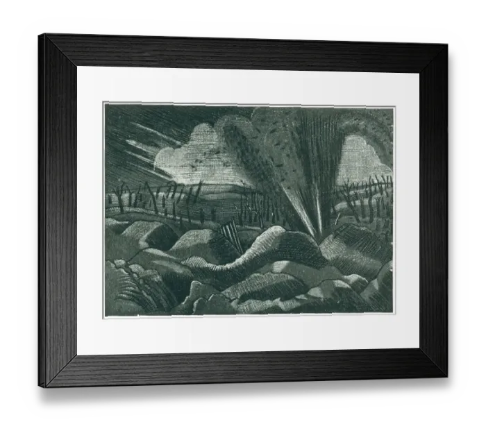 Framed Print : Eruption. An etching showing an explosive eruption, probably Framed Print : Eruption. An etching showing an explosive eruption, probably