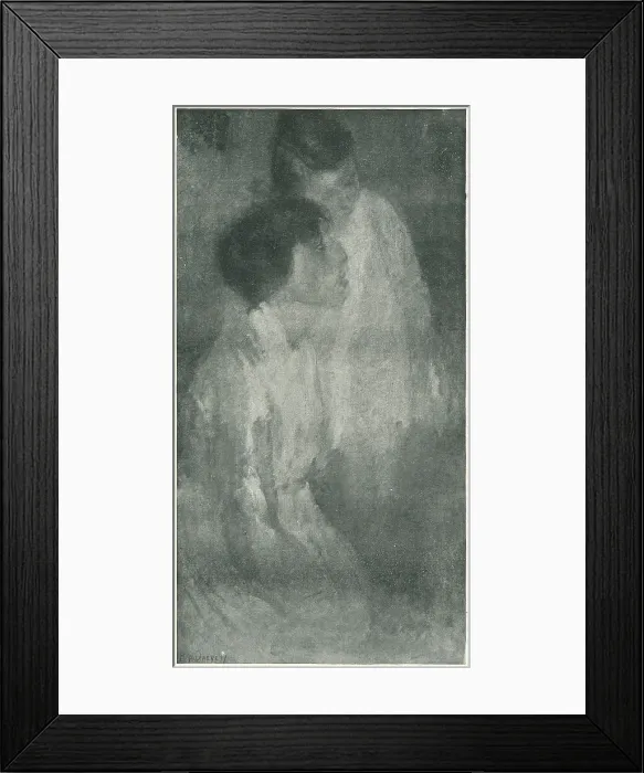 Framed Print : Tendresse. This portrait painting coveys a feeling of tenderness between two figures Framed Print : Tendresse. This portrait painting coveys a feeling of tenderness between two figures