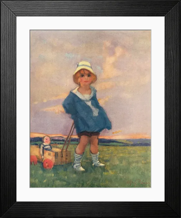 Framed Print : Girl With Toy Cart Framed Print : Girl With Toy Cart