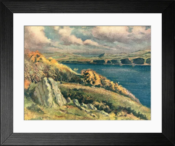 Framed Print : Landscape. A landscape painting of a grassy hill Framed Print : Landscape. A landscape painting of a grassy hill