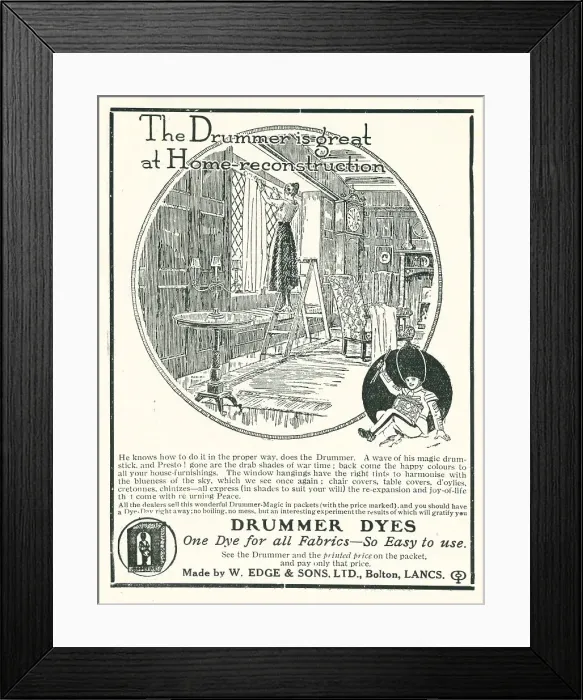 Framed Print : Drummer Dyes Advertisement Framed Print : Drummer Dyes Advertisement