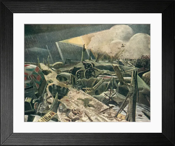 Framed Print : Void. This painting depicts a landscape terrorised by war Framed Print : Void. This painting depicts a landscape terrorised by war