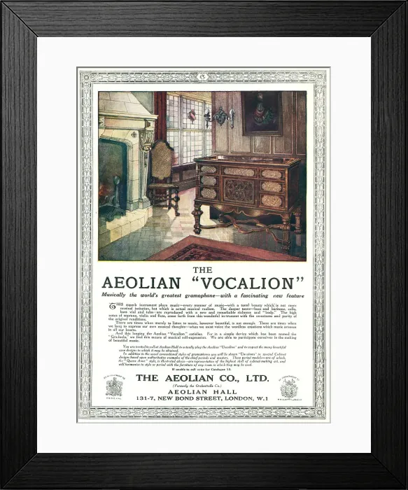 Framed Print : The Aeolian Vocalion Advertisement Framed Print : The Aeolian Vocalion Advertisement