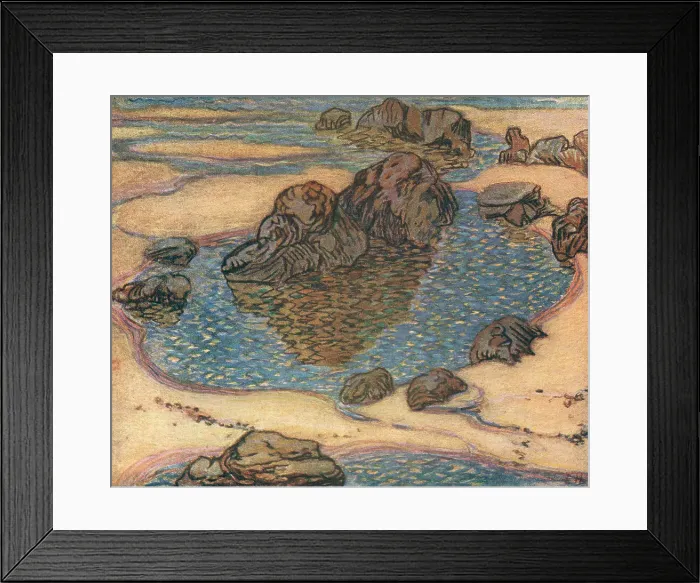 Framed Print : Rock Pool. A textural pastel painting of some rock pools on a beach Framed Print : Rock Pool. A textural pastel painting of some rock pools on a beach